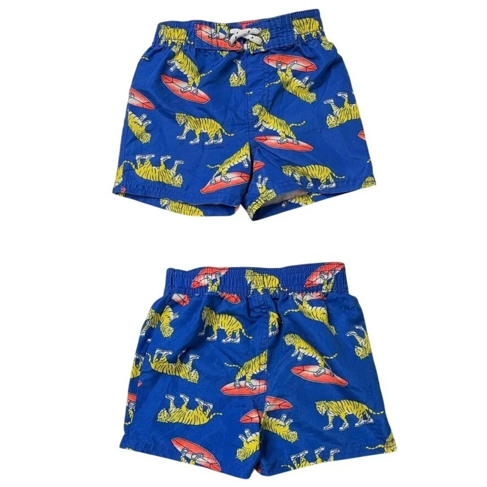 Oshkosh B'gosh Tigers Surfing Swim Trunks & Rashguard‎ Top 18 Months Blue Beach